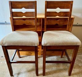 Pair of Solid Wood Counter Height Chairs