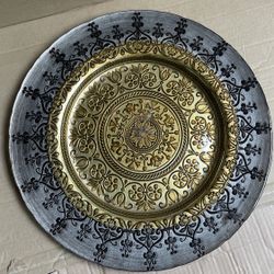 MONACO GLASS CHARGER SILVER/GOLD, 15". Only One Available 