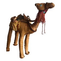 Vintage Mid Century Leather-wrapped Camel Toy