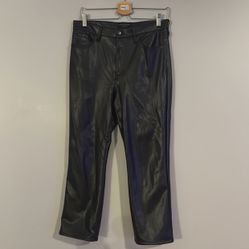 BANANA REPUBLIC BLACK CROPPED BOOT CUT FAUX LEATHER PANTS SIZE 29/8
