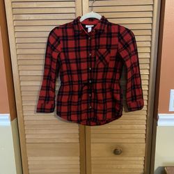 Cat & Jack Girls Plaid Shirt Size 7/8