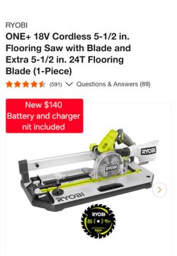 ✨️ RYOBI ONE+ 18V 5.5in. Cordless Flooring Saw with Blade (Tool Only) #0577