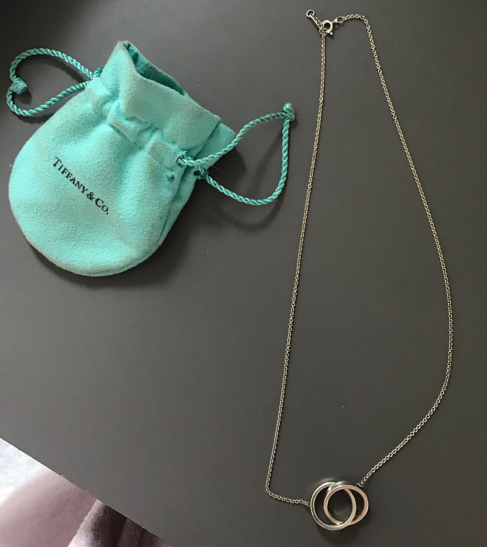 Tiffany and co 2 ring linked necklace