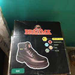 Brahma Men's Wide Width Gus 6" Black Steel Toe Work Boot Size 7