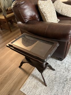 Antique Side Table with Removable Glass Tray