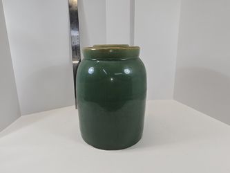 Green Glazed Jar Measures 9.5 Inches Tall And 7 Inches Wide With A Fitted Lid