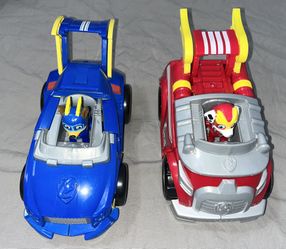 PAW Patrol Mighty Chase & Mighty Marshall + Their Vehicles - EXCELLENT COND.
