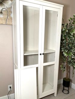 Ikea Hemnes with Glass Door Bookcase Cabinet white