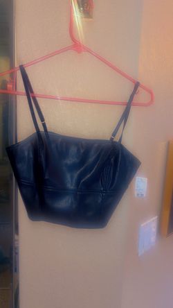 Black Faux Leather Crop Top