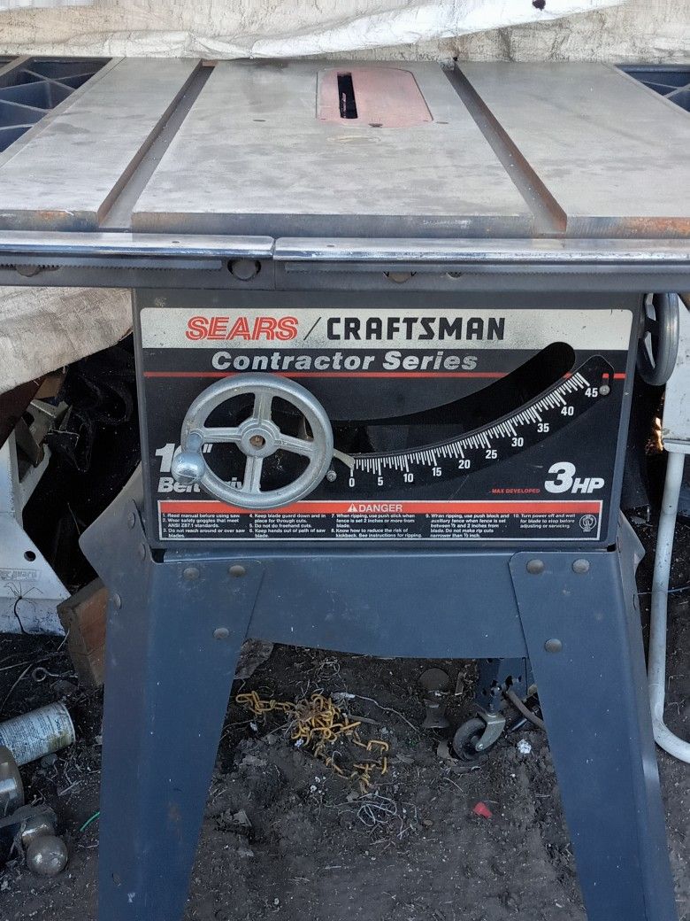 Craftsman contractor table saw 3hp best sale