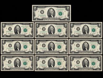 9pc Vintage 1976 Bicentennial $2 Bills – Instant Currency Collection ($18 Face Value)