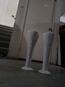 Heavy white with crystals vases