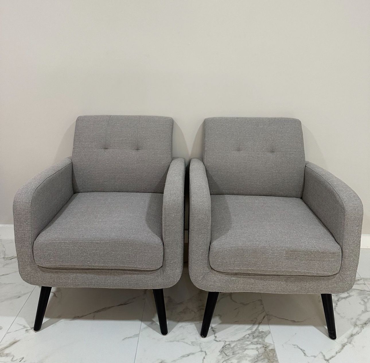 Set of 2 Gray Accent Chairs – Like New!