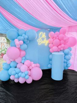 Gender reveal set up and decor