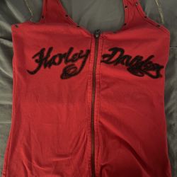 Harley-Davidson Red Studded Zip Halter Sleeveless Tank Top Women’s Size L