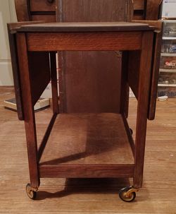 Quarter-sawn oak tea trolley cart