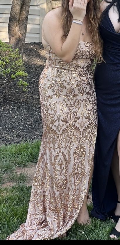 Champagne Sequins Prom Dress - Size M