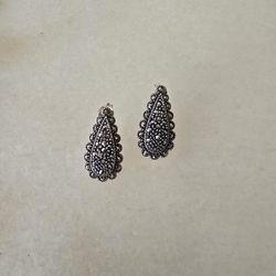 Marquisite Tear Drop Stud Earrings