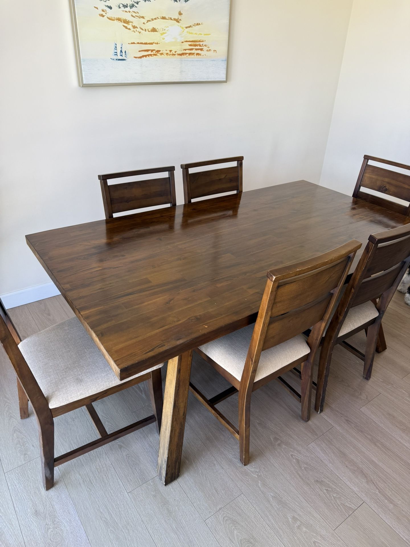 Solid Wood 6 ft. Dining Table With 6 Chairs