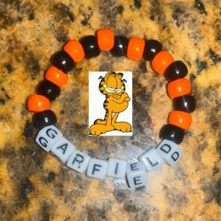 Handmade Garfield Themed Beads Bracelet 