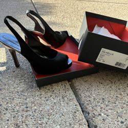 Black Satin High Heels