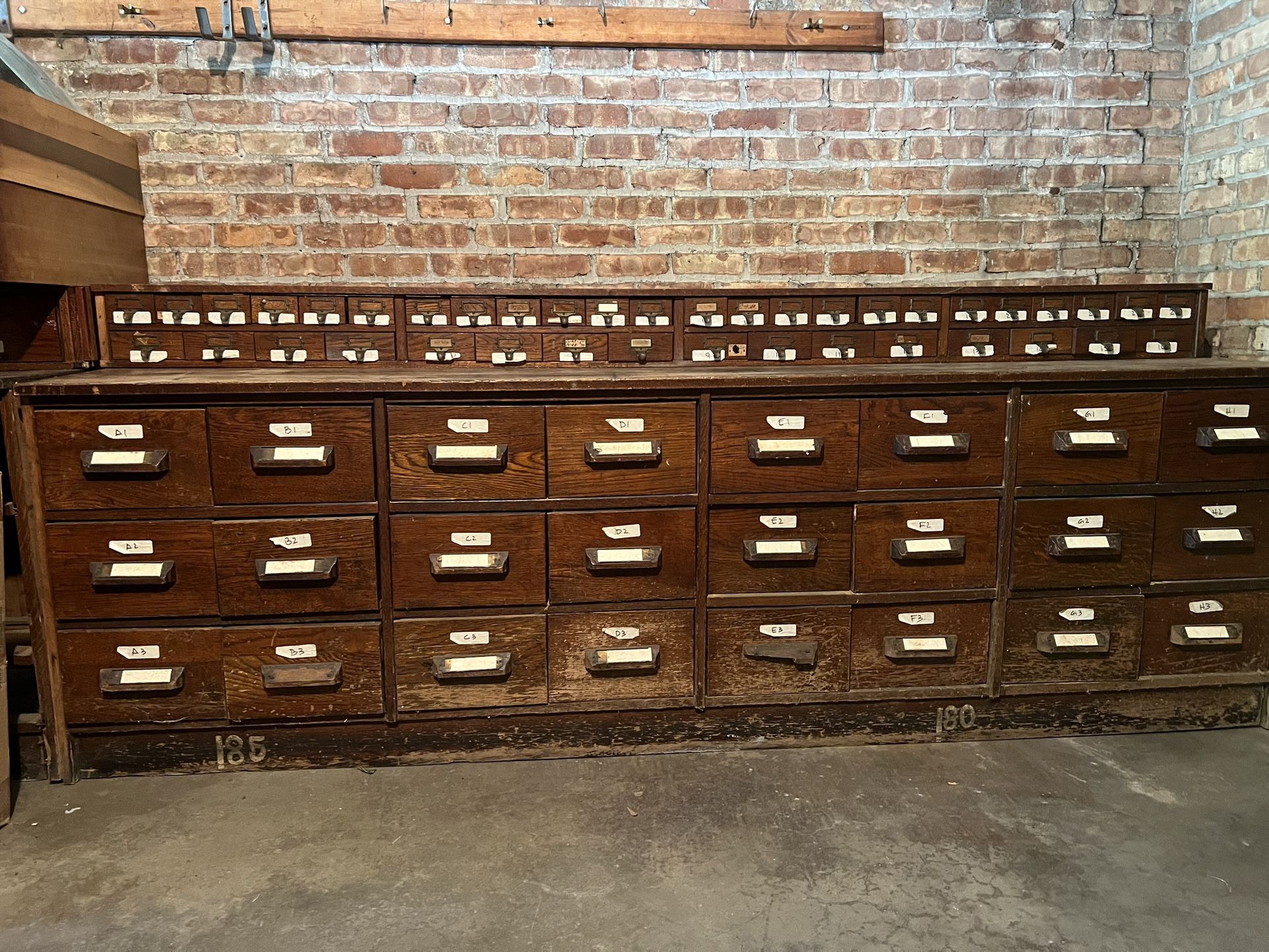 Antique Hardware Store Oak Cases