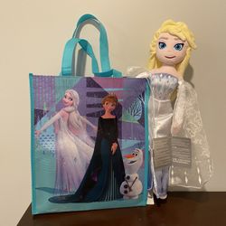 Disney Frozen Princess Elsa Plush Doll & Reusable Tote Bag