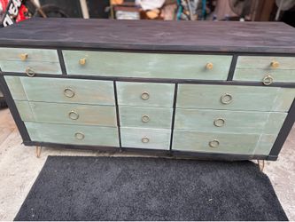Two-Tone Painted Wood Dresser With Gold Hardware