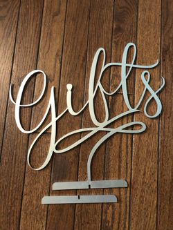 Silver Wood Thick Gifts Sign Freestanding for Weddings or Events