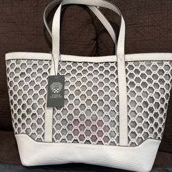 Vince Camuto White Leather Tote Brand New With Tag and Cover For Summer 