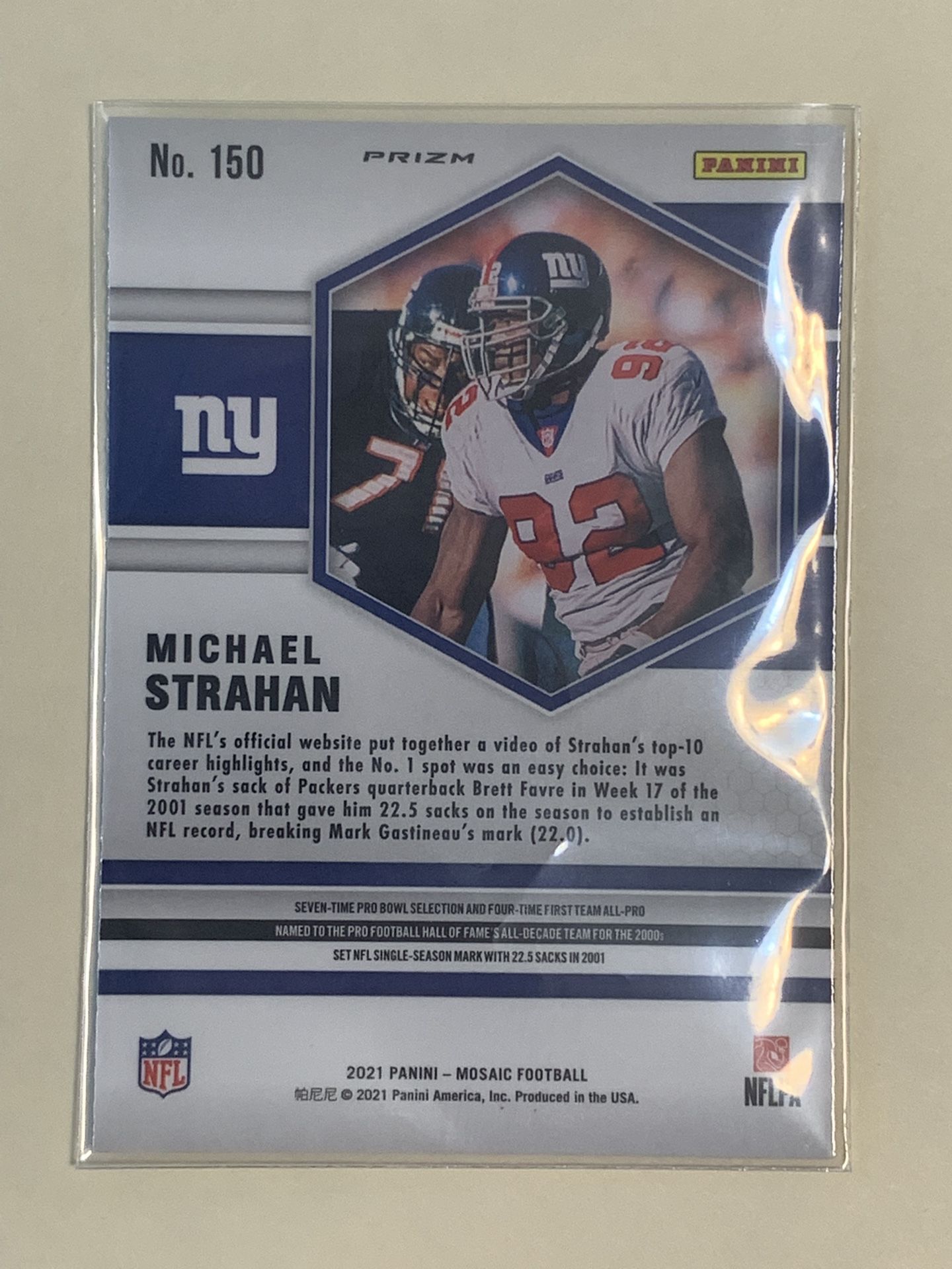 2021 Panini Mosaic Michael Strahan Silver Holo NY Giants