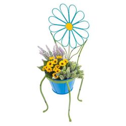 24” Daisy Flower Planter Stand Garden Decor Outdoor Metal Planter