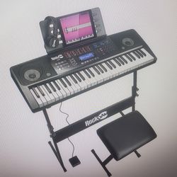RockJam  Key Electronic Interactive Teaching Piano Keyboard Stand Stool Retails At 199.95 Plus Tax