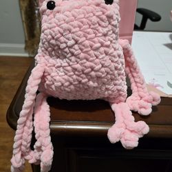 Crochet Pink Leggy Frog Plushie