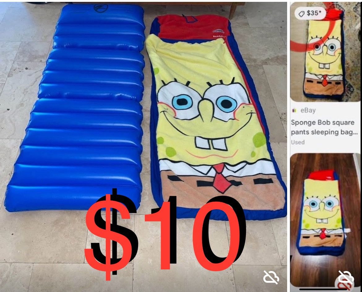 $10 SpongeBob Inflatable Bed sleeping Bag like New great for camping,slumber party