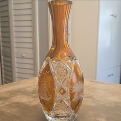 Vintage Amber lead crystal Vase