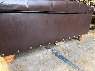 Brown Faux Leather Ottoman With Storage