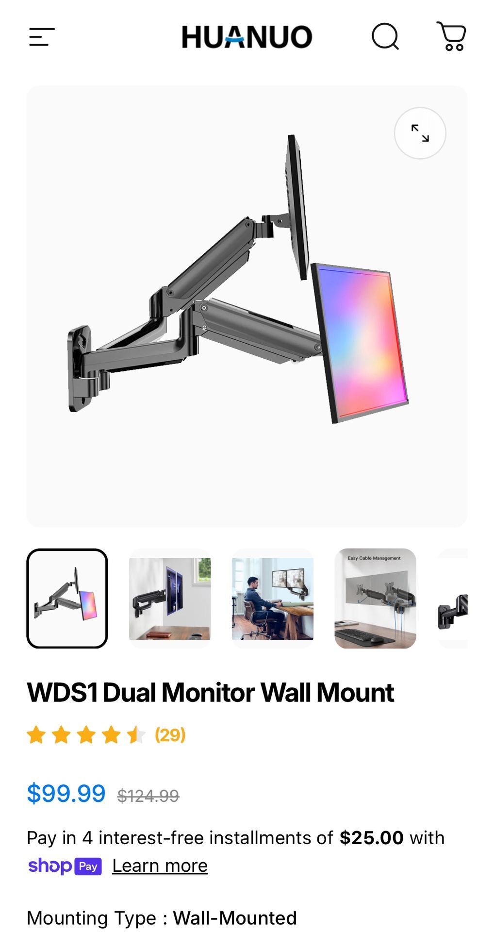 Dual Monitor Wall Mount