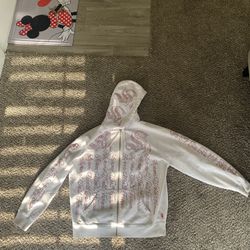 Supreme Rhinestone Zip Hoodie Grey/Red SS22 — $200 OBO