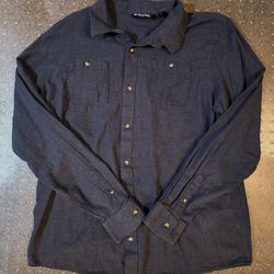 Travis Mathew Men's Long Sleeve Flannel Size XL Navy Blue 100% Cotton