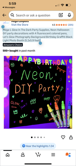 Mega-L Glow In The Dark Party Supplies, Neon Halloween DIY party decorations with 4 fluorescent colored pens, Let’s Glow Photography Background Birthd