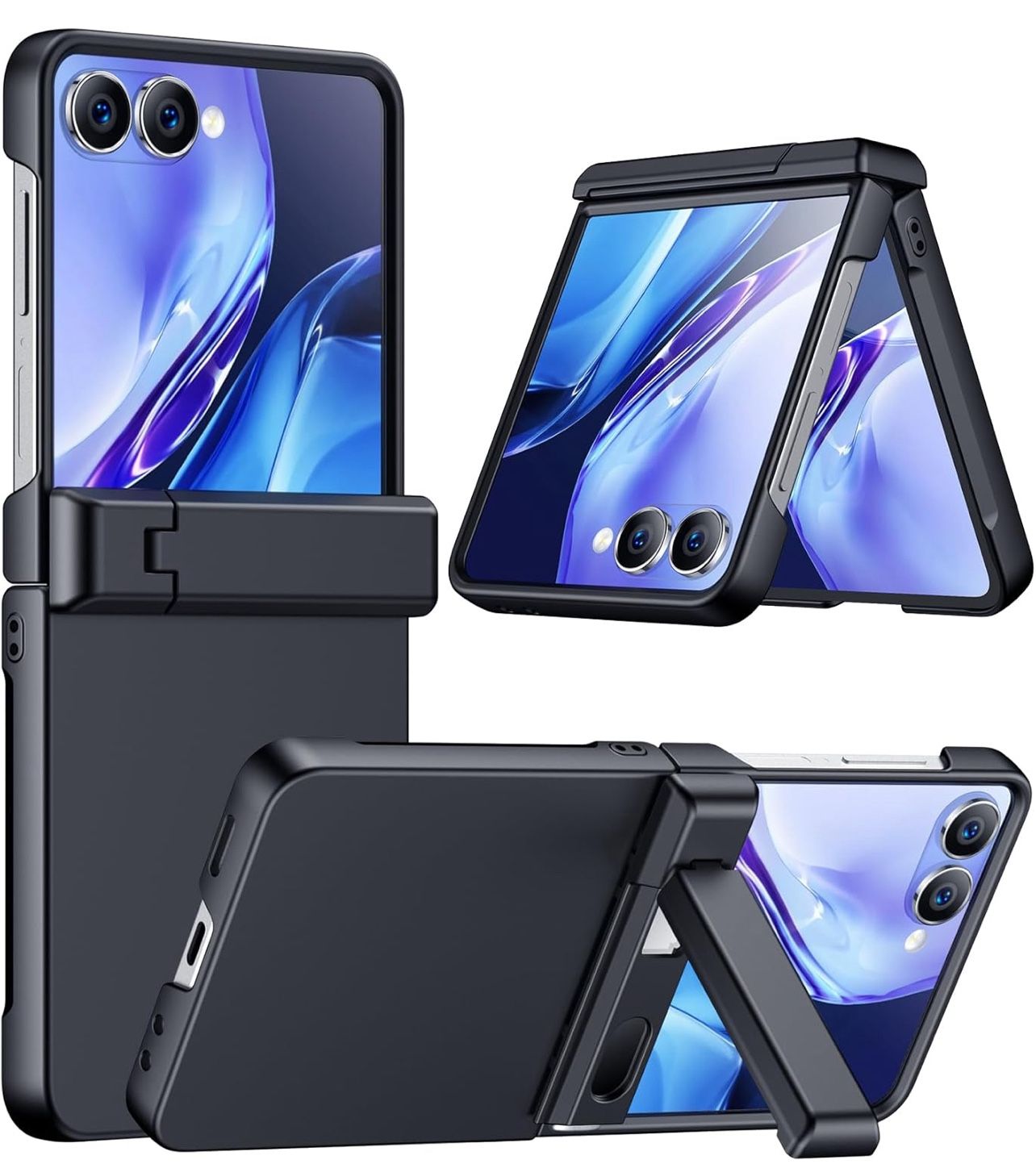 Samsung Galaxy Z Flip 7 Case with [Built-in Front Screen Protector] [Kickstand][Hinge Protection][Hard PC] Ultra-Thin Shockproof Protective Phone Case