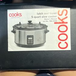 COOKS   (JC PENNY HOME)  5-QUART SLOW COOKER (LATCH & TRAVEL) 