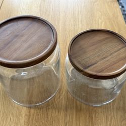 Crate And Barrel Glass Containers With Wood Lid