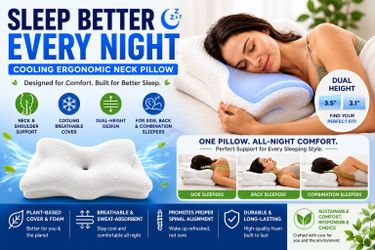 Butterfly Cervical Memory Foam Pillow – Cooling Ergonomic Neck Support Pillow for Side & Back Sleepers
