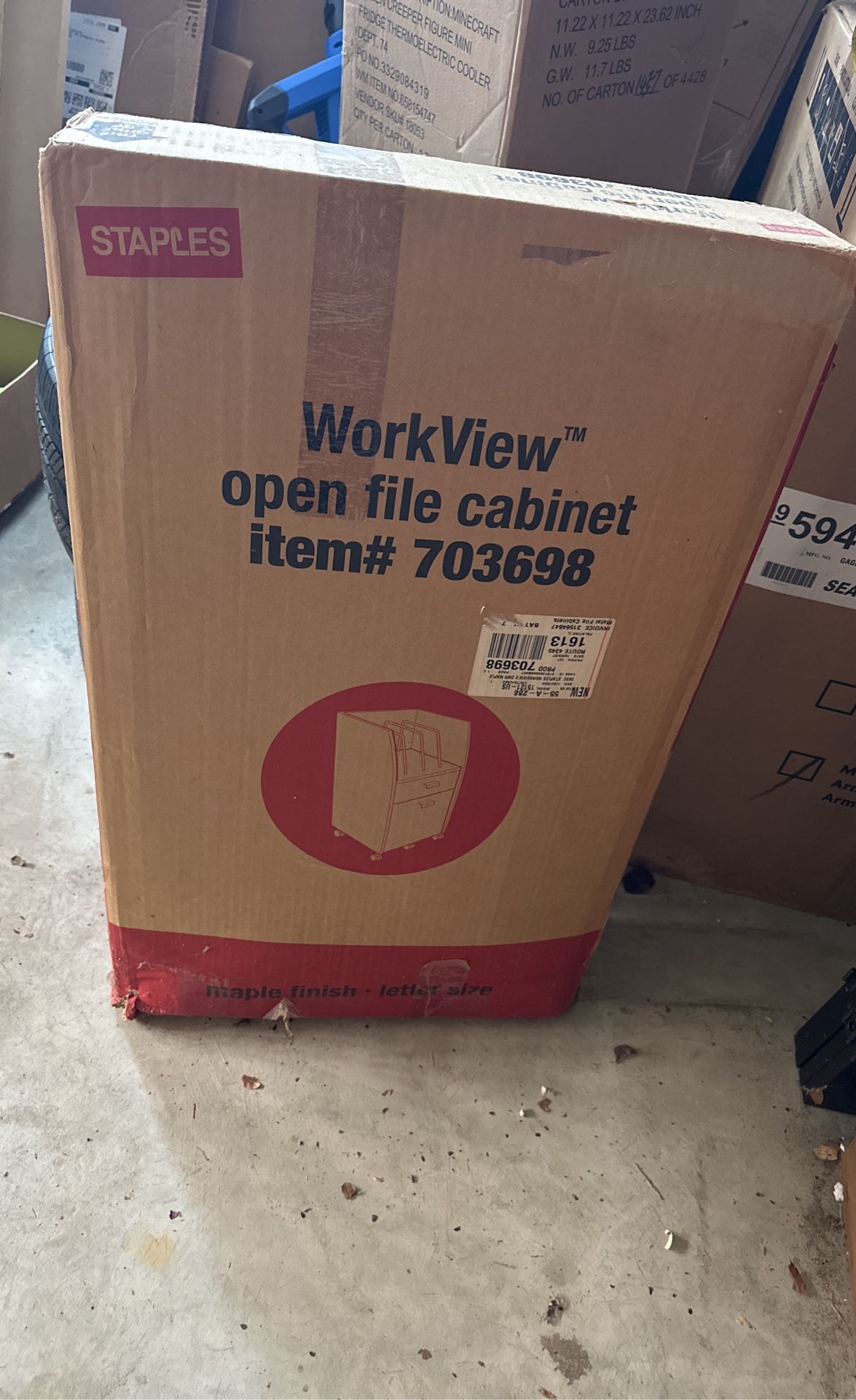 Staples Workview Open File Cabinet 703698 Maple Finish