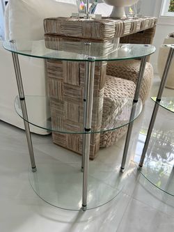 3-Tier Round Glass Side Table Chrome Legs