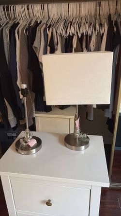 2 lamps with box shades