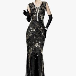 1920s Great Gatsby Flapper Dresses 20s Vintage Sequin Evening Dress