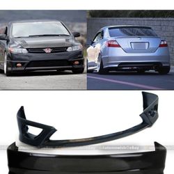 Fit 06-08 Civic 2Dr Coupe HF-P Style Front + Rear Lip Unpainted Body Kit Add On